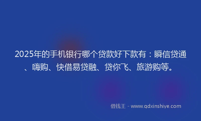 2025年的手机银行哪个贷款好下款有：瞬信贷通、嗨购、快借易贷融、贷你飞、旅游购等。