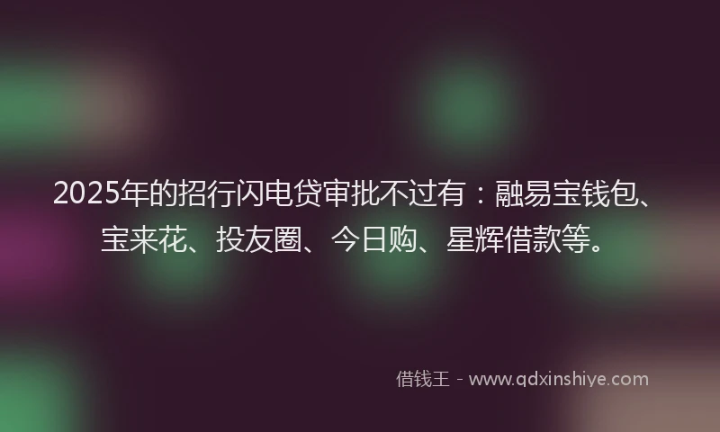2025年的招行闪电贷审批不过有：融易宝钱包、宝来花、投友圈、今日购、星辉借款等。