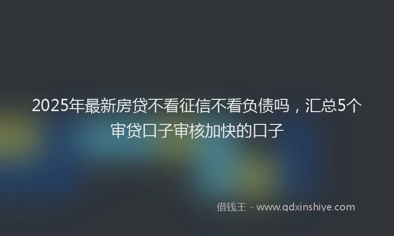 2025年最新房贷不看征信不看负债吗，汇总5个审贷口子审核加快的口子