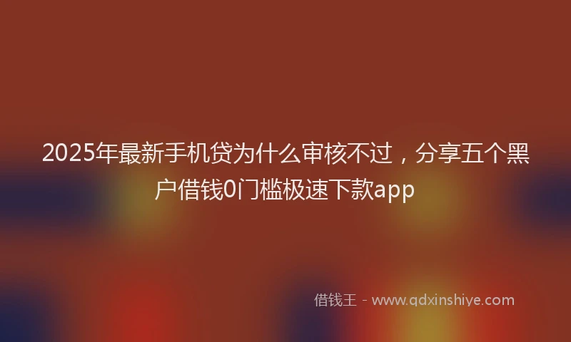 2025年最新手机贷为什么审核不过，分享五个黑户借钱0门槛极速下款app