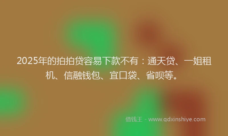 2025年的拍拍贷容易下款不有：通天贷、一姐租机、信融钱包、宜口袋、省呗等。
