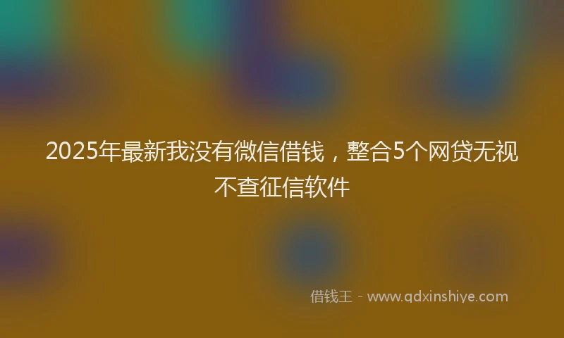2025年最新我没有微信借钱，整合5个网贷无视不查征信软件