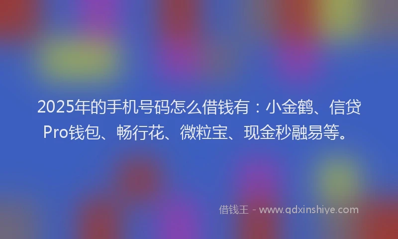 2025年的手机号码怎么借钱有：小金鹤、信贷Pro钱包、畅行花、微粒宝、现金秒融易等。