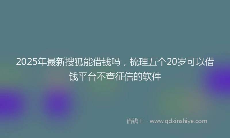 2025年最新搜狐能借钱吗，梳理五个20岁可以借钱平台不查征信的软件