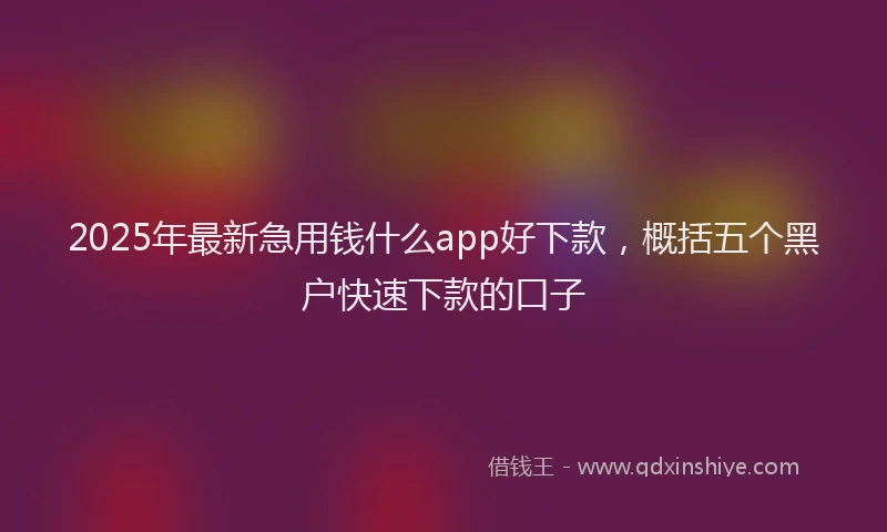 2025年最新急用钱什么app好下款，概括五个黑户快速下款的口子