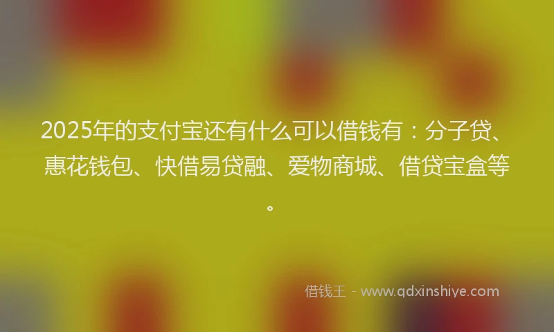 2025年的支付宝还有什么可以借钱有：分子贷、惠花钱包、快借易贷融、爱物商城、借贷宝盒等。