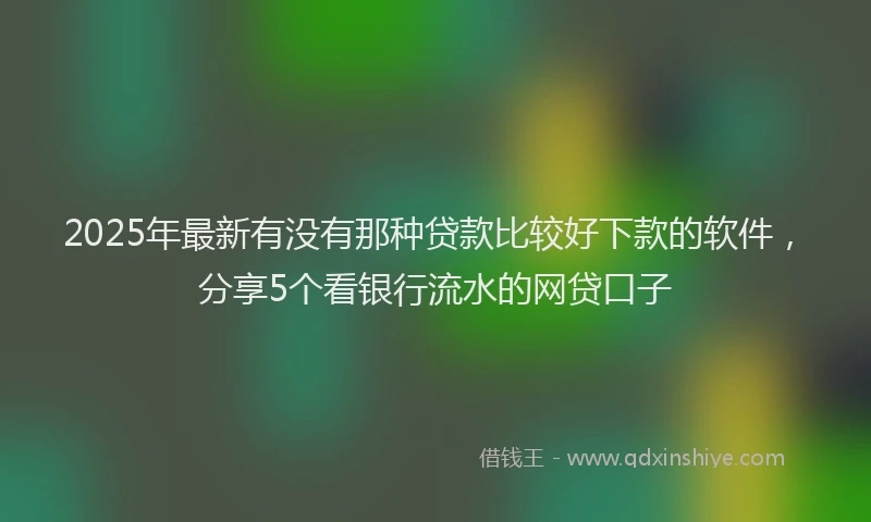2025年最新有没有那种贷款比较好下款的软件，分享5个看银行流水的网贷口子