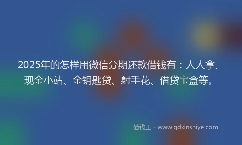 2025年的怎样用微信分期还款借钱有：人人拿、现金小站、金钥匙贷、射手花、借贷宝盒等。