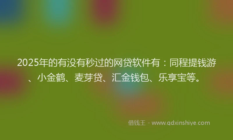 2025年的有没有秒过的网贷软件有：同程提钱游、小金鹤、麦芽贷、汇金钱包、乐享宝等。