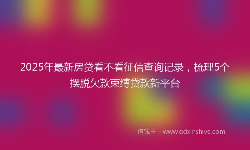 2025年最新房贷看不看征信查询记录，梳理5个摆脱欠款束缚贷款新平台