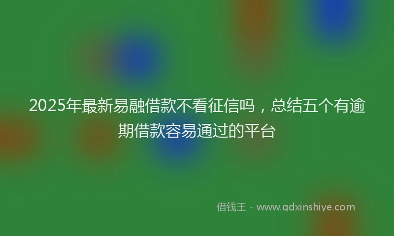 2025年最新易融借款不看征信吗，总结五个有逾期借款容易通过的平台