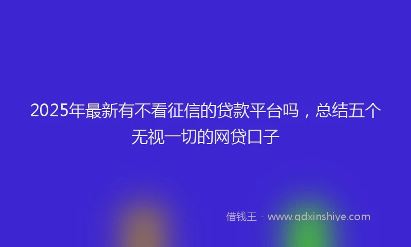 2025年最新有不看征信的贷款平台吗，总结五个无视一切的网贷口子