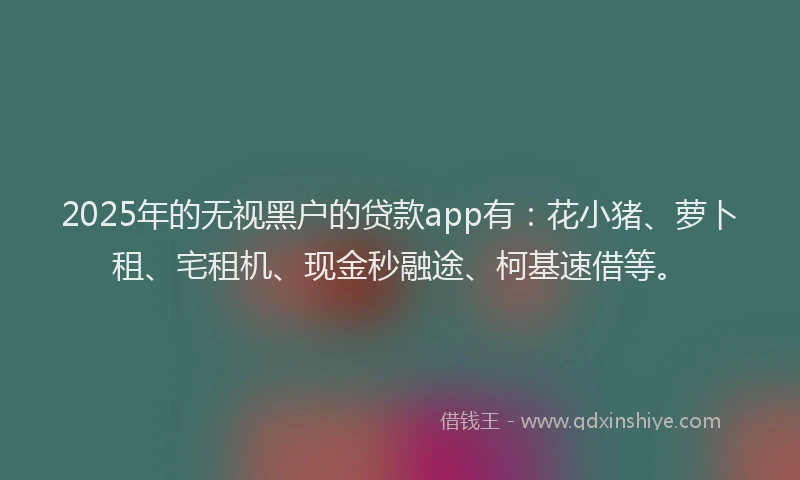 2025年的无视黑户的贷款app有：花小猪、萝卜租、宅租机、现金秒融途、柯基速借等。