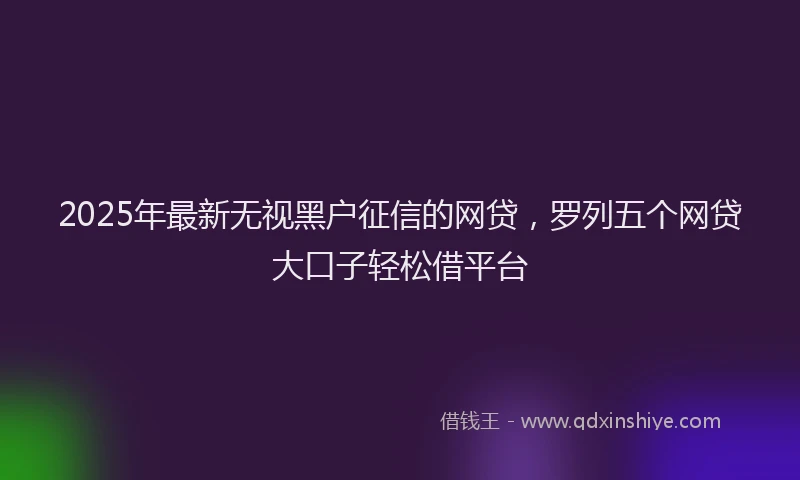 2025年最新无视黑户征信的网贷，罗列五个网贷大口子轻松借平台