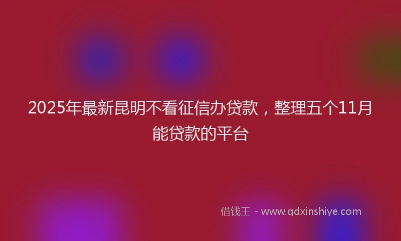 2025年最新昆明不看征信办贷款，整理五个11月能贷款的平台
