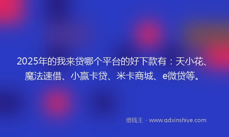 2025年的我来贷哪个平台的好下款有：天小花、魔法速借、小赢卡贷、米卡商城、e微贷等。