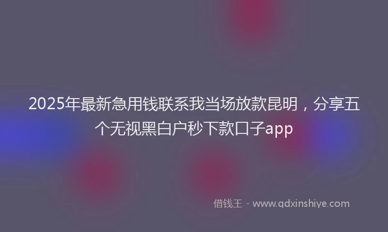 2025年最新急用钱联系我当场放款昆明，分享五个无视黑白户秒下款口子app