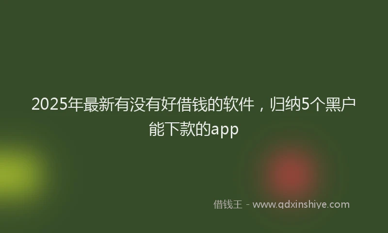 2025年最新有没有好借钱的软件，归纳5个黑户能下款的app