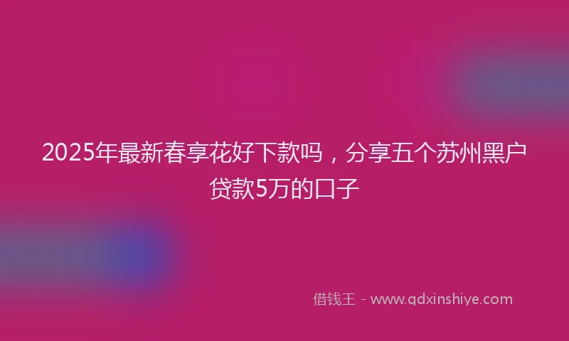 2025年最新春享花好下款吗，分享五个苏州黑户贷款5万的口子