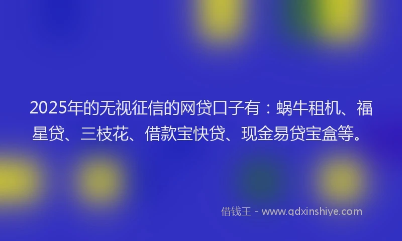 2025年的无视征信的网贷口子有：蜗牛租机、福星贷、三枝花、借款宝快贷、现金易贷宝盒等。
