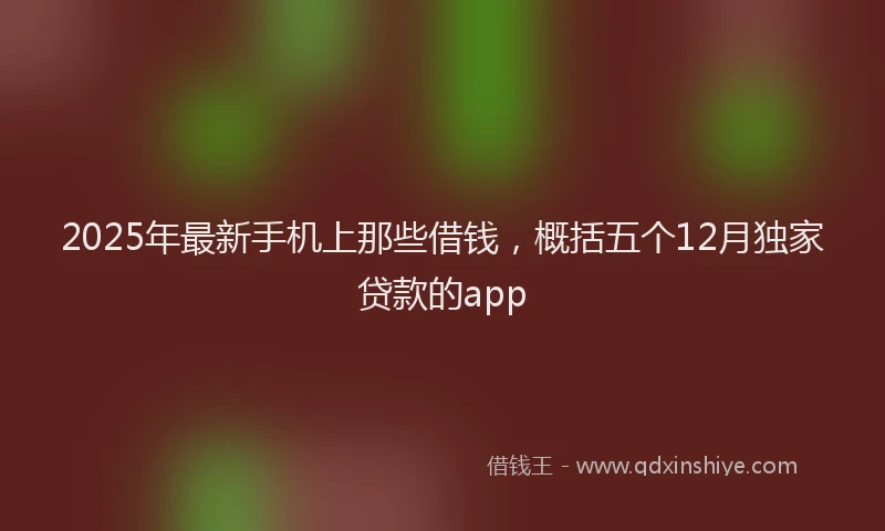 2025年最新手机上那些借钱，概括五个12月独家贷款的app