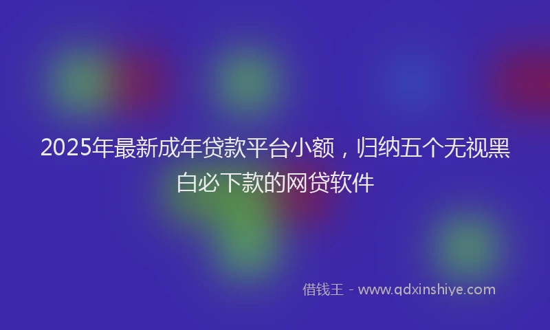 2025年最新成年贷款平台小额，归纳五个无视黑白必下款的网贷软件