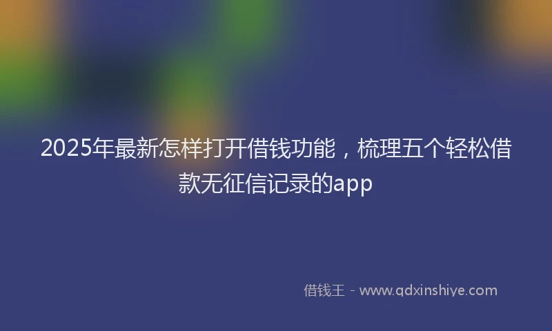 2025年最新怎样打开借钱功能，梳理五个轻松借款无征信记录的app