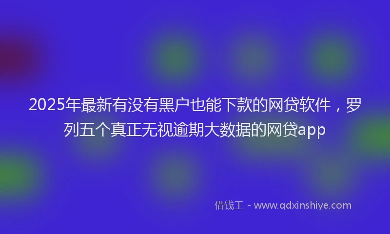 2025年最新有没有黑户也能下款的网贷软件，罗列五个真正无视逾期大数据的网贷app