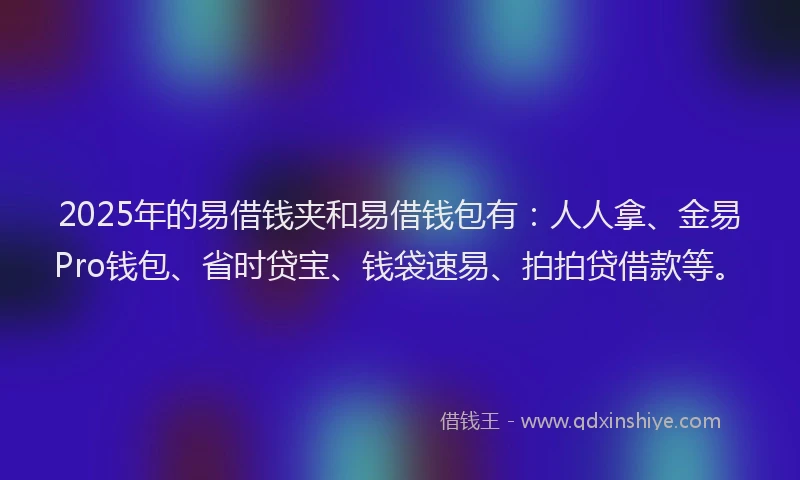 2025年的易借钱夹和易借钱包有：人人拿、金易Pro钱包、省时贷宝、钱袋速易、拍拍贷借款等。
