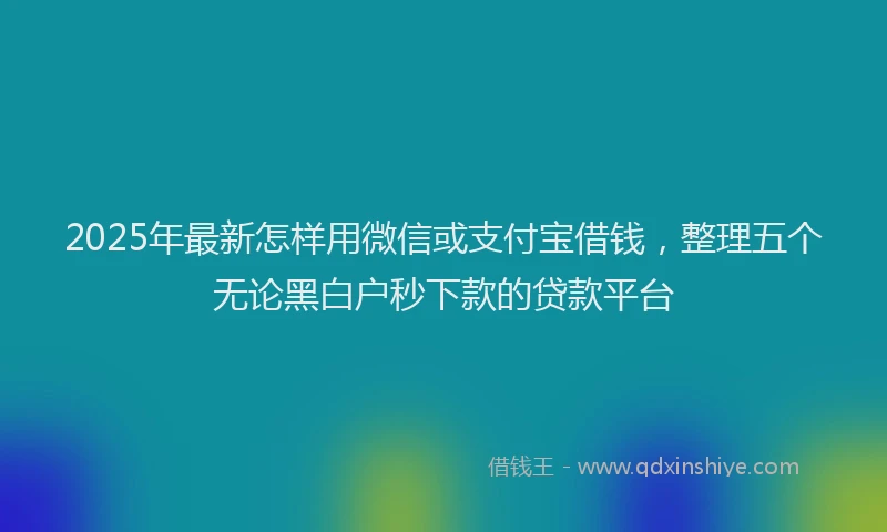 2025年最新怎样用微信或支付宝借钱，整理五个无论黑白户秒下款的贷款平台