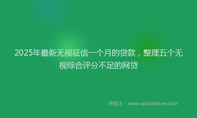 2025年最新无视征信一个月的贷款，整理五个无视综合评分不足的网贷