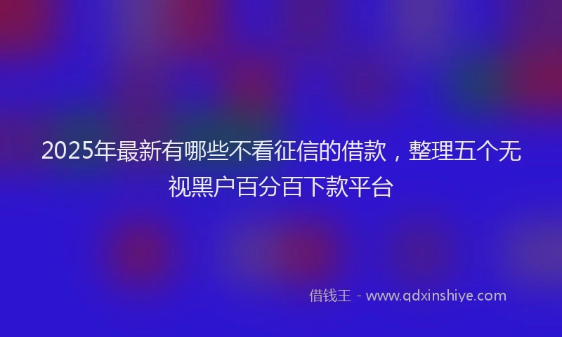 2025年最新有哪些不看征信的借款，整理五个无视黑户百分百下款平台