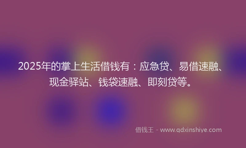 2025年的掌上生活借钱有：应急贷、易借速融、现金驿站、钱袋速融、即刻贷等。