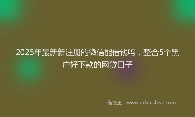 2025年最新新注册的微信能借钱吗，整合5个黑户好下款的网贷口子