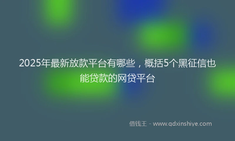 2025年最新放款平台有哪些，概括5个黑征信也能贷款的网贷平台