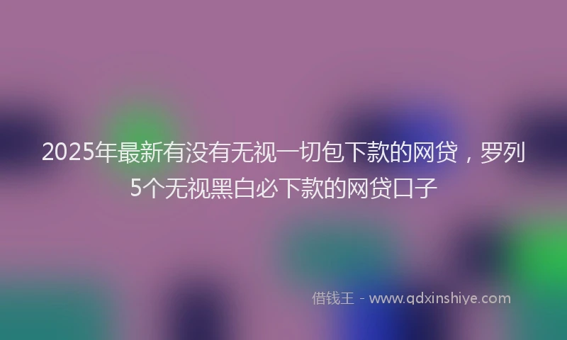 2025年最新有没有无视一切包下款的网贷，罗列5个无视黑白必下款的网贷口子