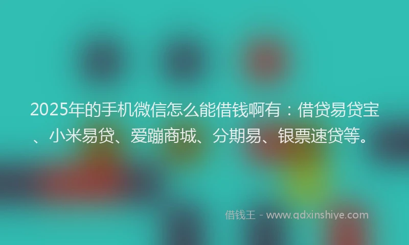 2025年的手机微信怎么能借钱啊有：借贷易贷宝、小米易贷、爱蹦商城、分期易、银票速贷等。