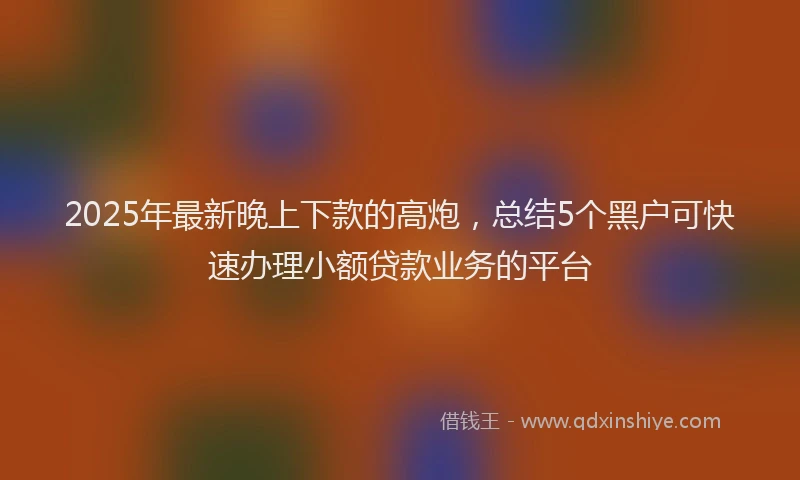 2025年最新晚上下款的高炮，总结5个黑户可快速办理小额贷款业务的平台
