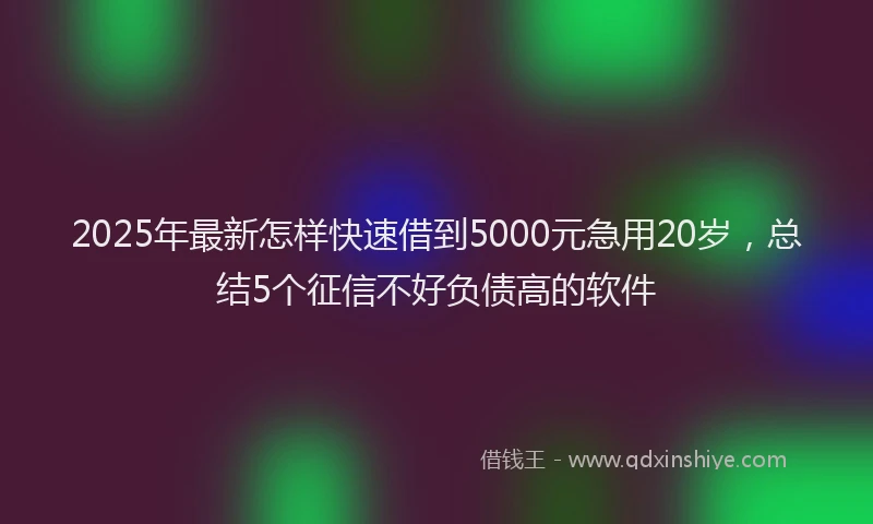 2025年最新怎样快速借到5000元急用20岁，总结5个征信不好负债高的软件