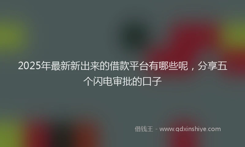 2025年最新新出来的借款平台有哪些呢，分享五个闪电审批的口子