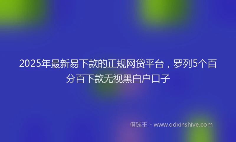2025年最新易下款的正规网贷平台，罗列5个百分百下款无视黑白户口子