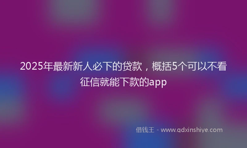 2025年最新新人必下的贷款，概括5个可以不看征信就能下款的app
