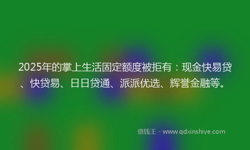 2025年的掌上生活固定额度被拒有：现金快易贷、快贷易、日日贷通、派派优选、辉誉金融等。