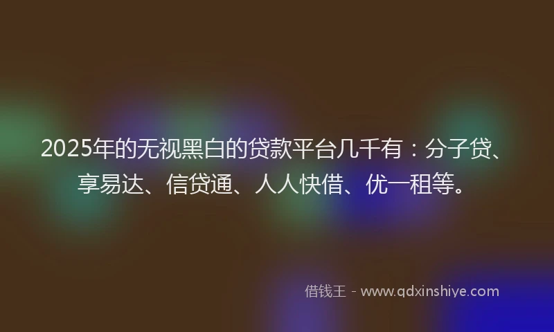 2025年的无视黑白的贷款平台几千有：分子贷、享易达、信贷通、人人快借、优一租等。