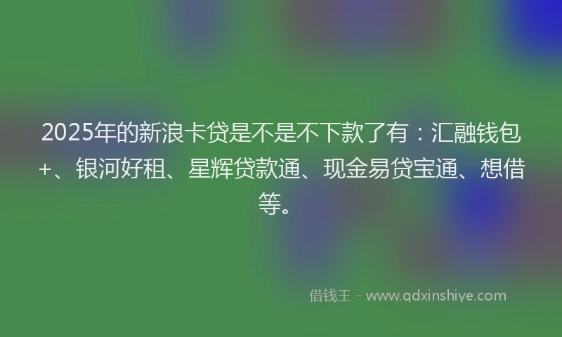 2025年的新浪卡贷是不是不下款了有：汇融钱包+、银河好租、星辉贷款通、现金易贷宝通、想借等。