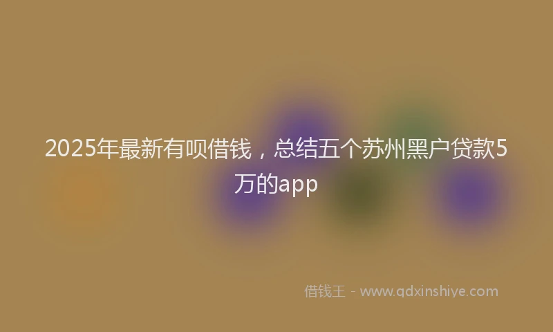 2025年最新有呗借钱，总结五个苏州黑户贷款5万的app