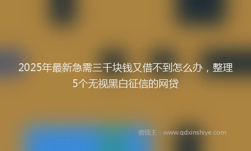 2025年最新急需三千块钱又借不到怎么办，整理5个无视黑白征信的网贷