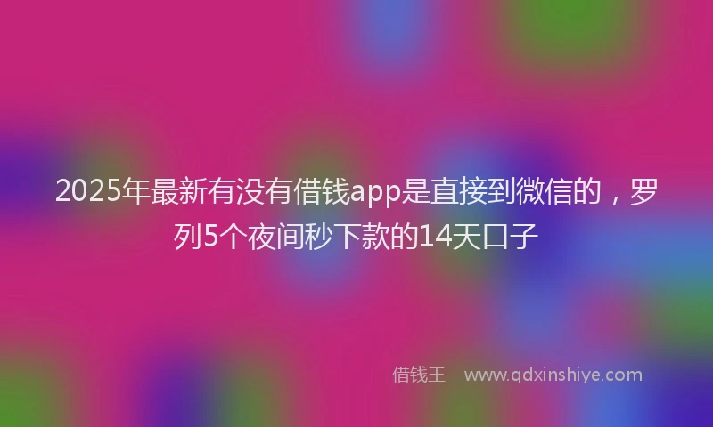 2025年最新有没有借钱app是直接到微信的，罗列5个夜间秒下款的14天口子