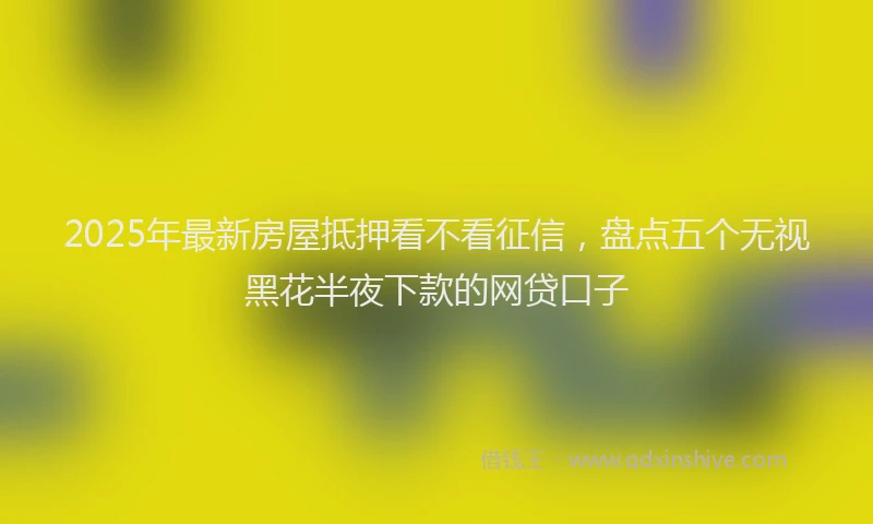 2025年最新房屋抵押看不看征信，盘点五个无视黑花半夜下款的网贷口子