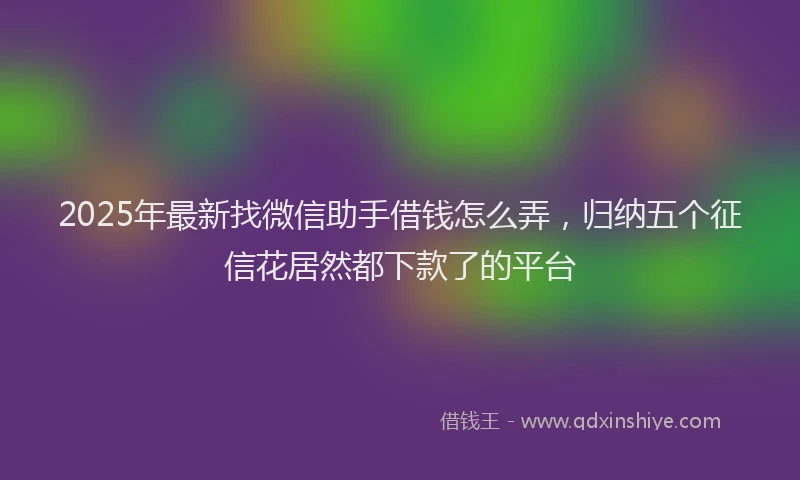 2025年最新找微信助手借钱怎么弄，归纳五个征信花居然都下款了的平台